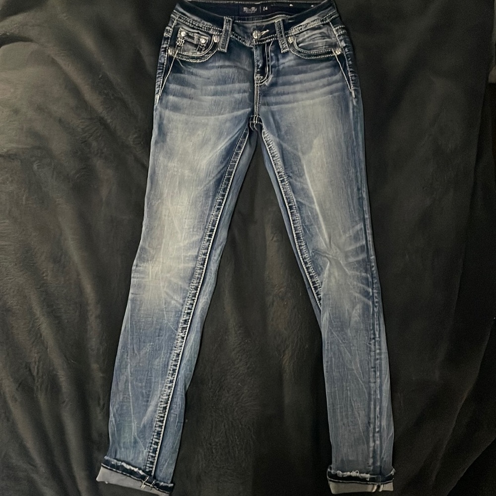 Miss me Jeans Size 24 Mid Rise Skinny Dark Blue